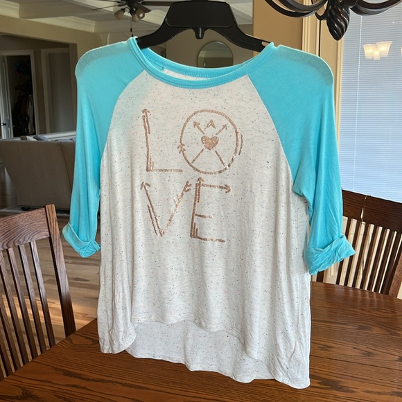 Comfy Flowy Hippie Top LOVE Ragland Sleeve - Picture 3 of 7